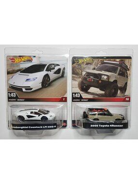 Hot Wheels Lamborghini Countach LPI 800-4 / 2000 Toyota 4Runner 1:43 Diecast Set